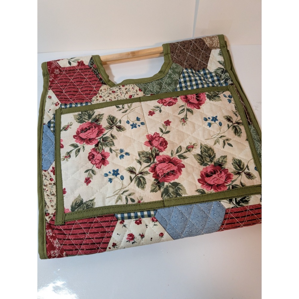Handmade casserole carrier Quilted Patchwork Knitting Sewing Project Bag Floral
